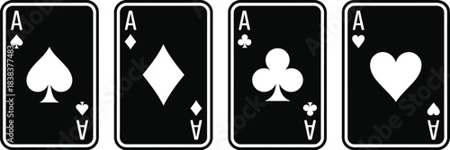 Ace Of Spades Vector Icon Illustration With Playing Card Suit Symbols Including Hearts Spades Diamonds And Clubs In Clean Minimal Outline Style Design