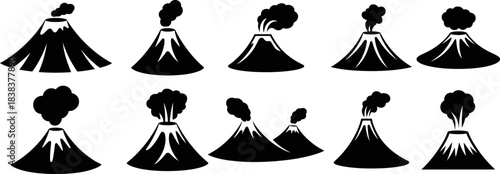 Volcano Eruption Silhouettes