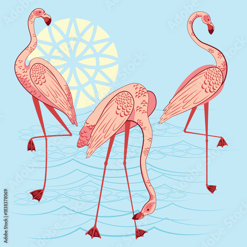 Pink flamingos vector illustration