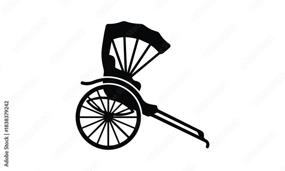 Fototapeta premium Silhouette of a traditional rickshaw vehicle