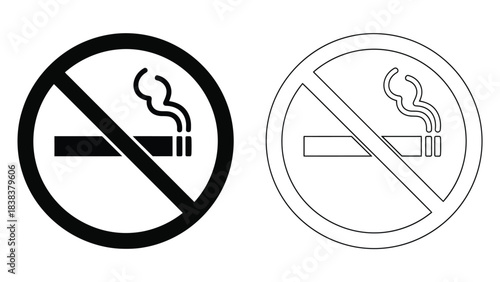 No smoking signs solid black and outlined versions shown side by side