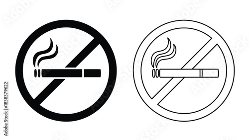Black and white illustrations of no smoking signs with varied line weights
