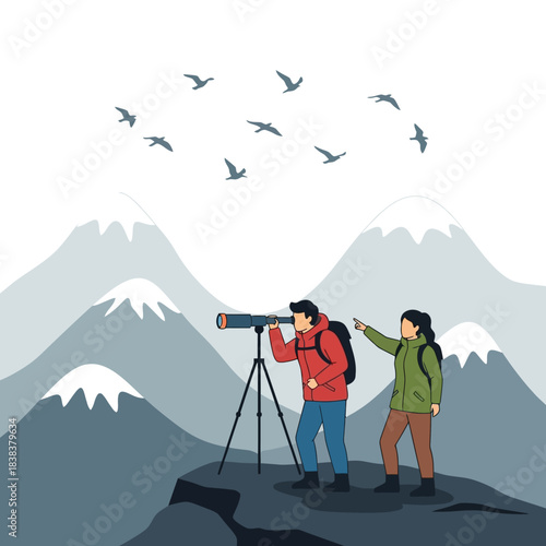 Observing soaring birds amidst the mountainous panorama adventures in scenic outdoors