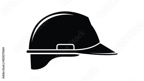 A simple black and white illustration of a construction worker s helmet