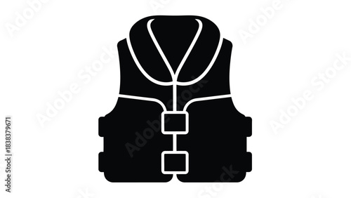 Black silhouette of a life vest a safety equipment for water activities