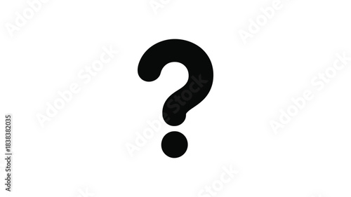 A simple black question mark symbol isolated on a clean white background