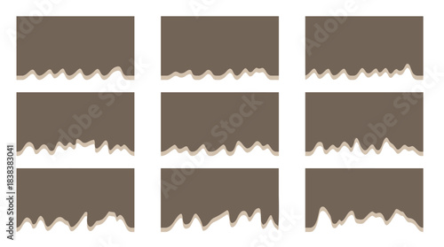 Separators shapes for website presentation set. Abstract curve top headline. Collection of divider shape templates. 