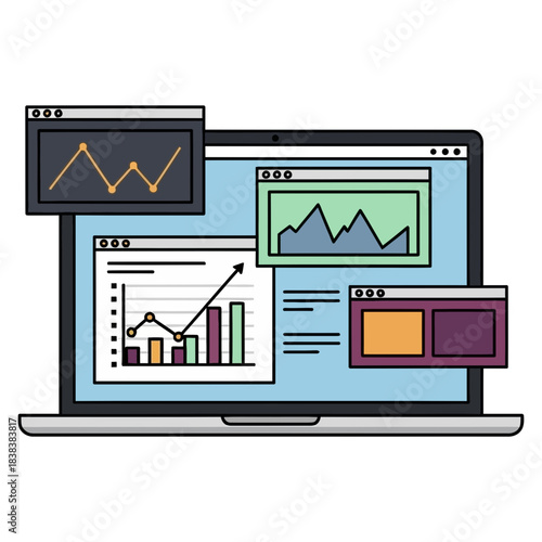 Isometric low poly cityscape with modern buildings and trees on orange background