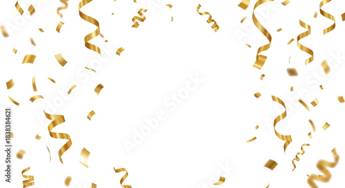 Party popper isolated. Golden confetti. Vector illustration. Happy birthday concept on transparent Background. Gold confetti celebration on transparent Background 
