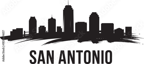 San antonio texas cityscape silhouette panorama famous landmarks travel vector brushstroke graphic