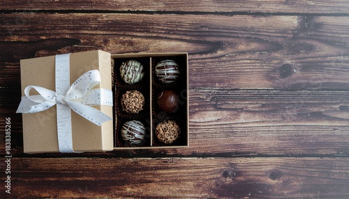 Wallpaper Mural 高級チョコレートの詰め合わせと木目の背景 / Assorted Gourmet Chocolates on Wooden Background
 Torontodigital.ca