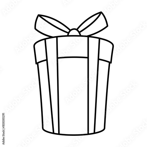 Illustration of gift box. Black line presents gift boxes for celebration, discounts or promotions.