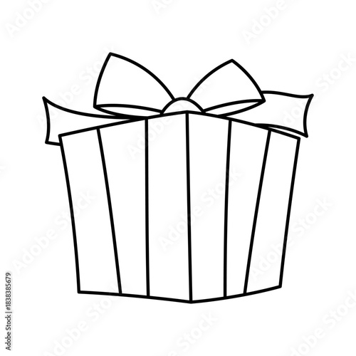 Illustration of gift box. Black line presents gift boxes for celebration, discounts or promotions.