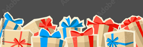 Background with gift boxes. Colorful presents for celebration, discounts or promotions.
