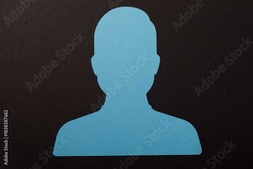 Minimalist blue cutout of a...