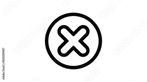 Simple black and white oval shape with a bold cross inside representing a negative or incorrect symbol