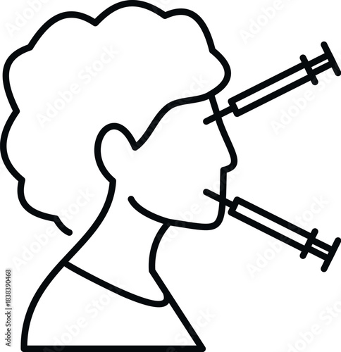 Woman receiving cosmetic injections in her face for anti aging and rejuvenation