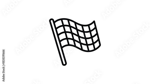 Simple outline drawing of a waving checkered flag on a pole