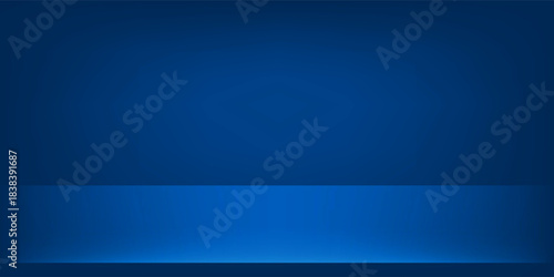 Empty dark blue studio background. Blue studio lighting. Space for selling products on the website. Background vector 3d. Vector illustration.