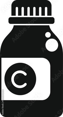 Vitamin c bottle icon illustrating medicine, drugs, and dietary supplements