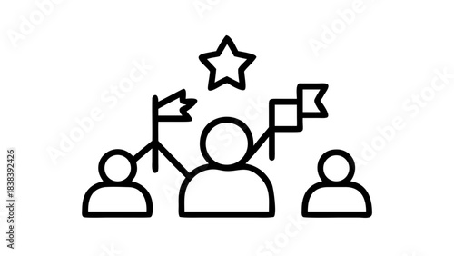 Minimalist outline icons representing business management concepts