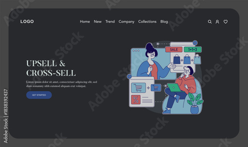 Upsell and Cross-Sell Vector Illustration with Characters