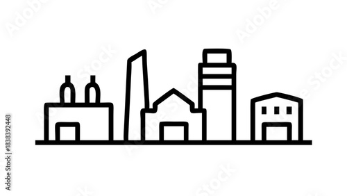 Modern Outline Icons of Global Architectural Structures