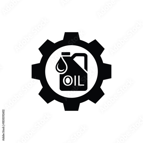 Engine Oil Icon Inside Gear Symbol for Maintenance and Lubrication
