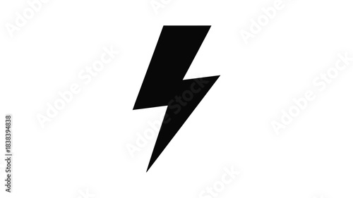 Bold black lightning bolt symbol isolated on a clean white background representing power and energy