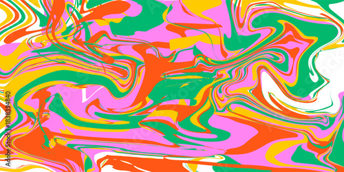 Retro set colorful psychedelic horizontal  backgrounds in style 60s, 70s. Trendy abstract hand drawn waves. Vector illustration