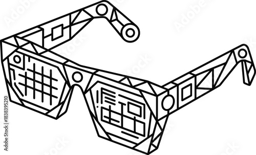 Stunning geometric outline of futuristic augmented reality glasses ready for immersive digital experience design