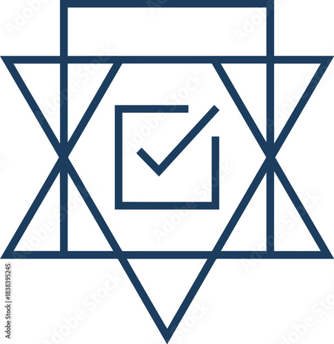 Elegant modern line art symbol representing Jewish faith approval and verified community standards