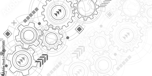 Technological white background. New technologies. Gears. Engineering industry. Vector illustration .