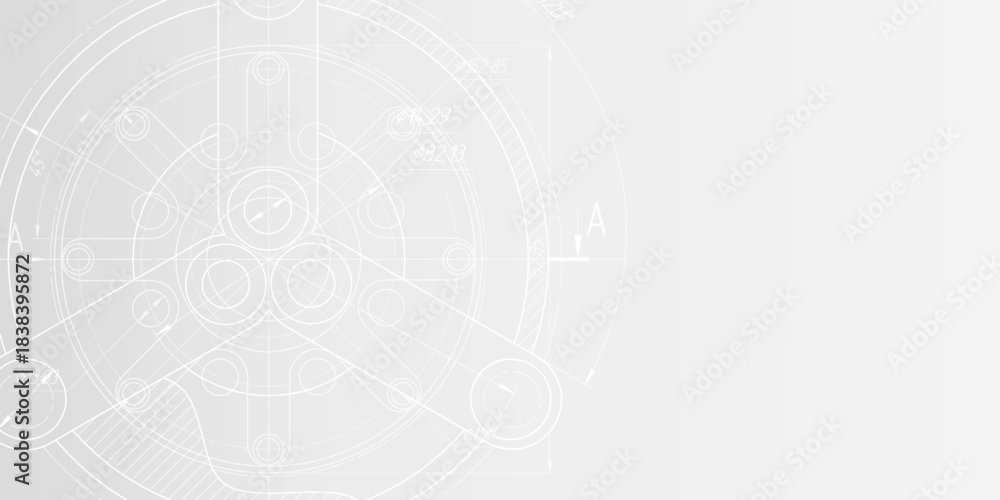 Obraz premium Technological white background. Rotating gears. New technologies. Vector illustration.