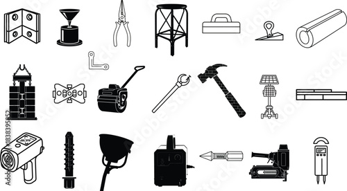 Collection of Building and Repair Tools Icons for DIY Projects and Home Improvement
