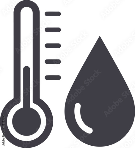 Thermometer and water drop icon symbol representing temperature and humidity levels vector