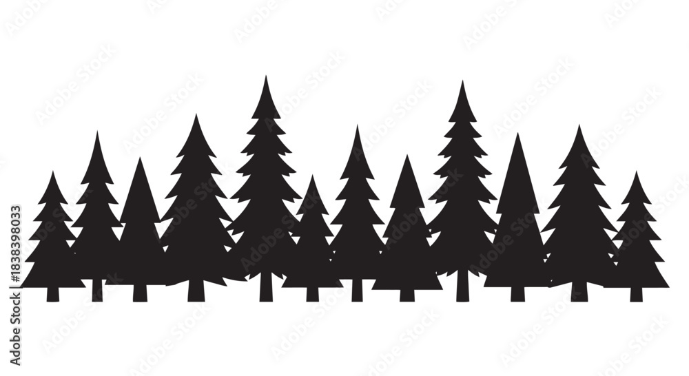 Obraz premium Silhouettes of trees vector in winter forest