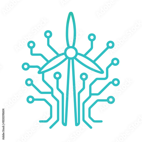 Smart Wind Energy Circuit Icon