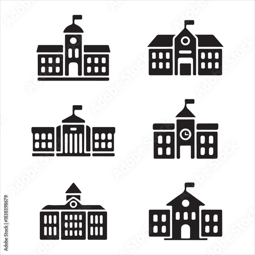 House icons set for residential buildings illustration