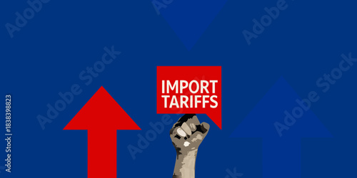 Rising import tariffs illustrated by a hand and upward pointing arrow