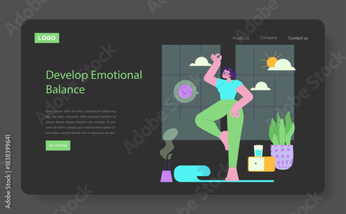 Woman Practicing Yoga Pose in Vector Illustration Design