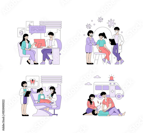 Healthcare Vector Illustrations with Medical Scenarios