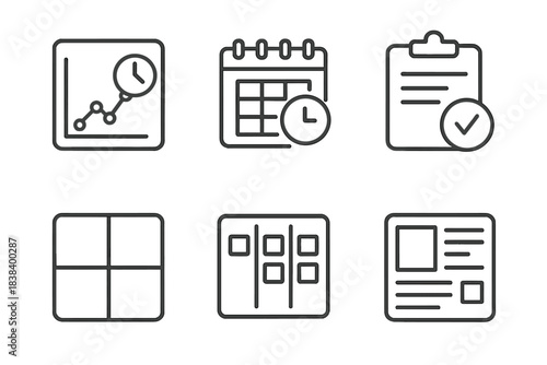 Minimalist business icons for project management and planning