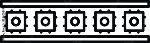 Led strip line icon showing multiple light emitting diodes on a flexible tape