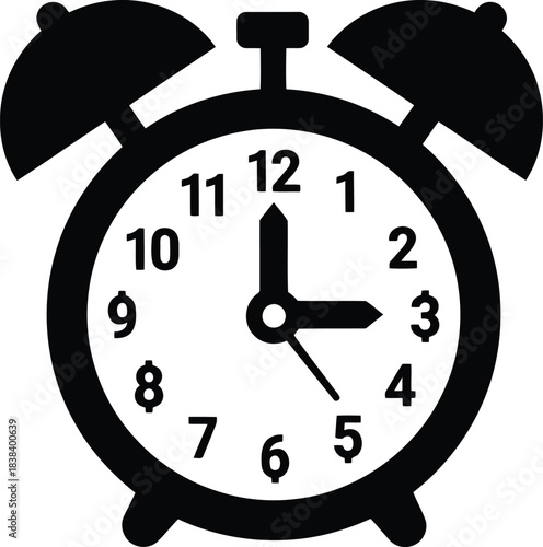 Retro alarm clock icon silhouette time management concept simple vector graphic vector