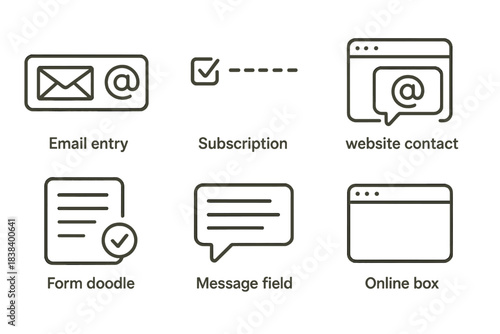 Email icons for subscription and online communication interfaces
