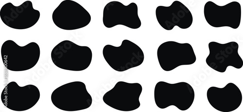 blob, shape, organic, irregular, fluid, abstract, design element, graphic, silhouette, black, white, isolated, collection, set, pattern, modern, simple, smooth, rounded, amorphous, freeform, backgroun