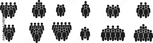 group, people, crowd, icon, silhouette, figure, person, man, woman, team, community, society, gathering, public, mass, collection, set, symbol, representation, unity, together, multiple, arrangement