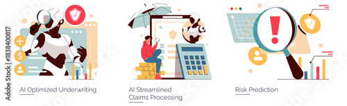 AI Enhancing Insurance Processes in Vector Illustration