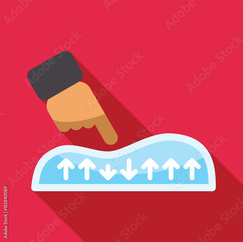 Hand pressing down on a flexible material illustrating the properties of memory foam